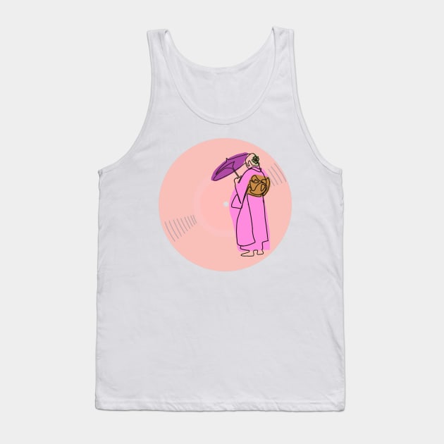Vinyl - Japanese woman in a kimono minimalist line art (pink) Tank Top by SwasRasaily